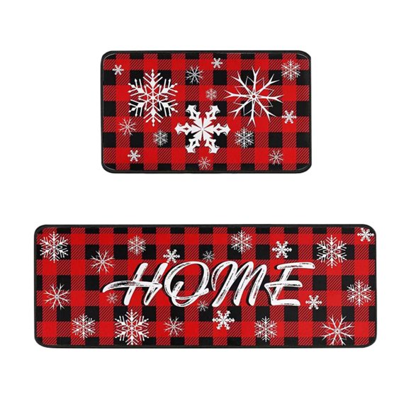 Christmas Kitchen Rugs Non-Slip Mats for Floor, 2 Piece Set, Holiday Kitchen Decor