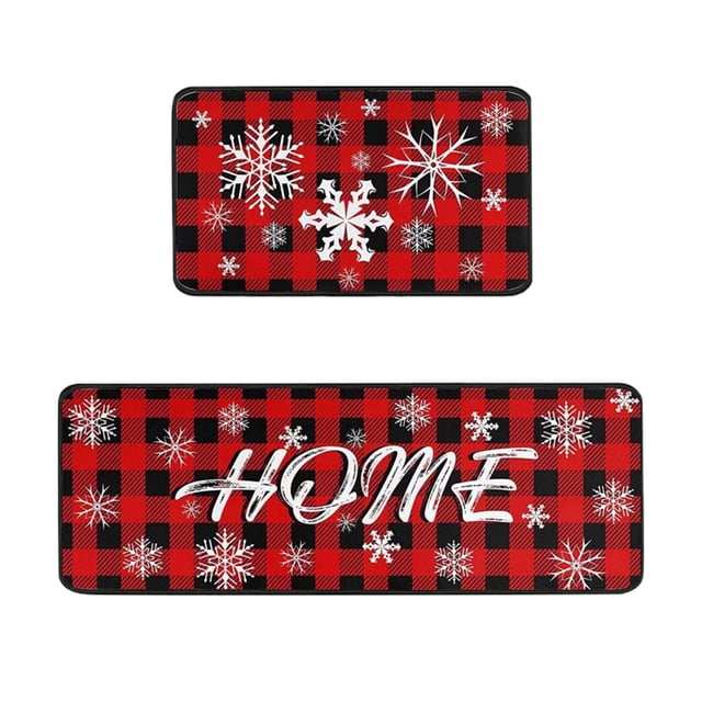 Lksixu Christmas Decorations 2 Pcs Christmas Kitchen Rugs And Mats For Floor Non Slip Backing Mat Merry Christmas Kitchen Decor Kitchen Rug Sets Xmas Decor Xmas Decor for Holiday Party Wedding