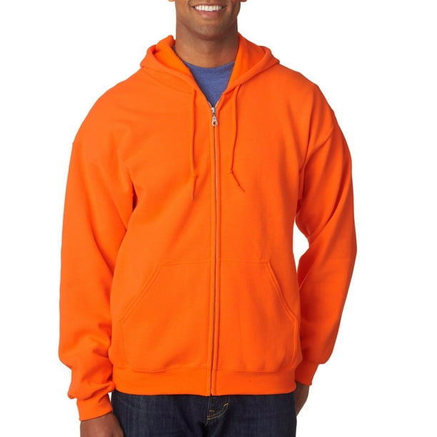 Gildan 18600 Full Zip Hooded Sweatshirt Safety Orange2XLarge