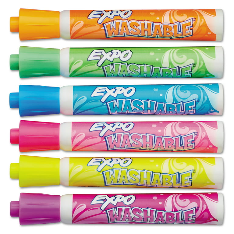 EXPO Washable Dry Erase Markers, Bullet Tip, Assorted Colors, 6-Count