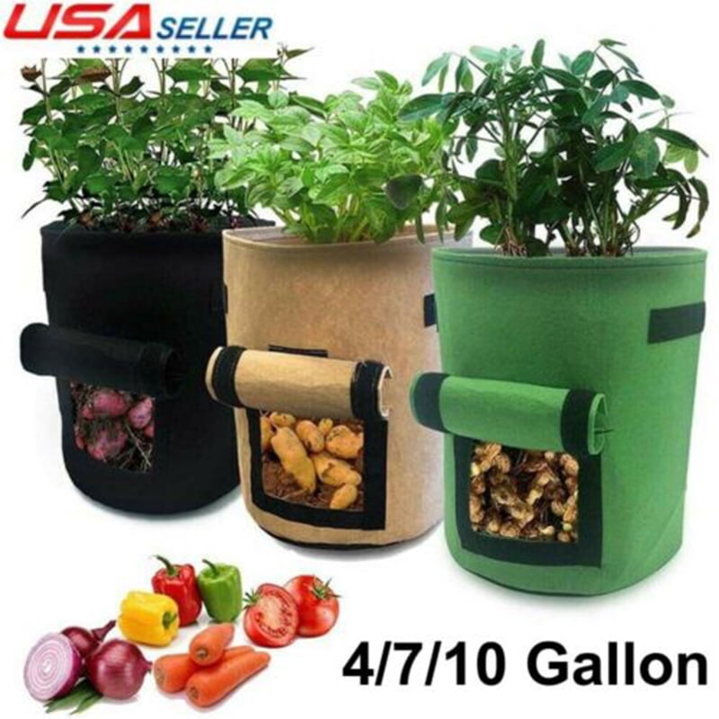 Heavy Duty Nonwoven Grow Bag Fabric Plant Pots Vegetable Container 4/7/10 Gal 1 