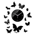 thumbnail image 1 of Reloj de pared geométrico 3D con pegatina acrílica silenciosa y mariposa decorativa para bricolaje negro2, 1 of 9