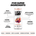 thumbnail image 2 of Lucky Energy Sugar Free Energy Drinks, Son of a Peach, 16oz Cans (12-Pack) Healthy, Zero Sugar Energy Drink with Maca, Ginseng, Beta-Alanine, Taurine & 200mg Caffeine, 2 of 6