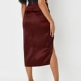 thumbnail image 6 of IROINNID Women's Casual Fashion Kinky Irregular Sexy Satin Slit Zipper Pack Hip Skirt Below The Knee Empire Waist tail Solid Color Skirt, 6 of 7
