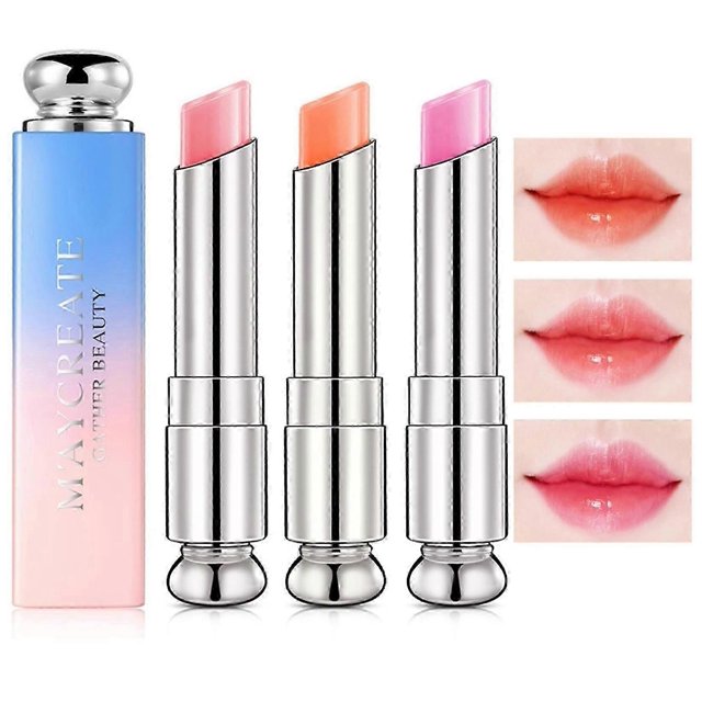 3Pcs Color Changing Lip Balm, Tinted Lip Balm Jelly Lipstick Nutritious Moisturizer Lip Balm Natural Lip Protection Lip Repair Gifts For Teenage Girls