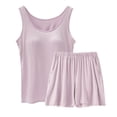 thumbnail image 1 of Lixiuxyad Women Spring And Summer Casual Solid Color Padded Tank Top Shorts Set Home Pajamas Set Pink, 1 of 4