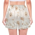thumbnail image 2 of Women's Silk Pajama Shorts Beige Flowers Pajama Shorts Women's Casual Pajama Shorts with Pockets, 2 of 6