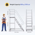 thumbnail image 2 of Supvox 6 Step Rolling Ladder, Carbon Steel, White, Safe and Mobile, for Warehouse, 2 of 8