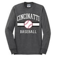 thumbnail image 2 of Wild Bobby City of Cincinnati Baseball Fantasy Fan Sports Men's Long Sleeve T-Shirt, Heather Black, Large, 2 of 6
