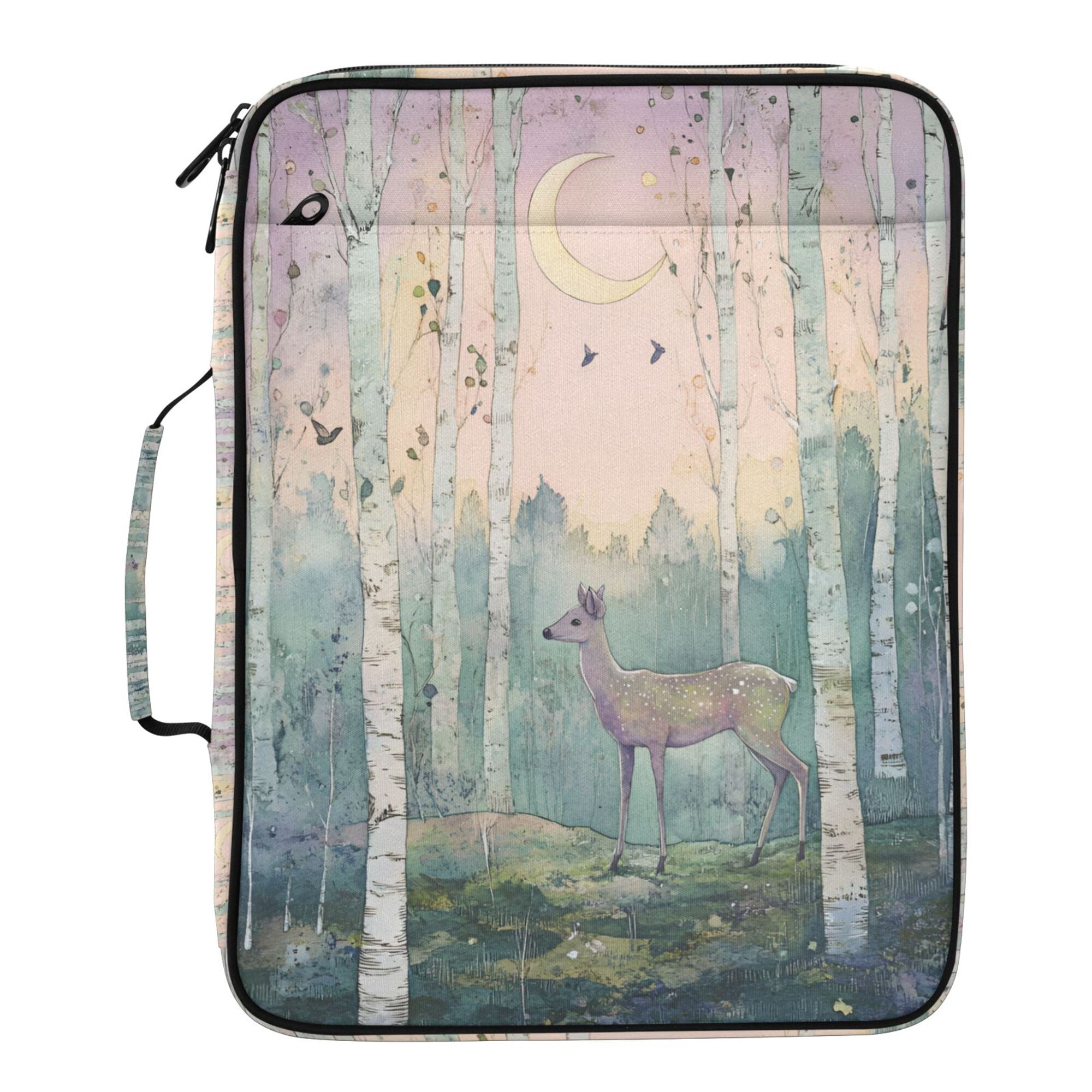 FORMRS Accordion File Folder A4 Size 7-Pocket Expanding Document Organizer Bag with 3 Ring Binder, Night Deer