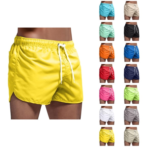 Mens Swim Trunks Colorblock Summer Shorts, Drawstring Waist Shorts for Men, Quick Dry Beach Shorts, Casual 5 Inch Inseam Mens Shorts for Vacation, Pool, or Streetwear M-2XL