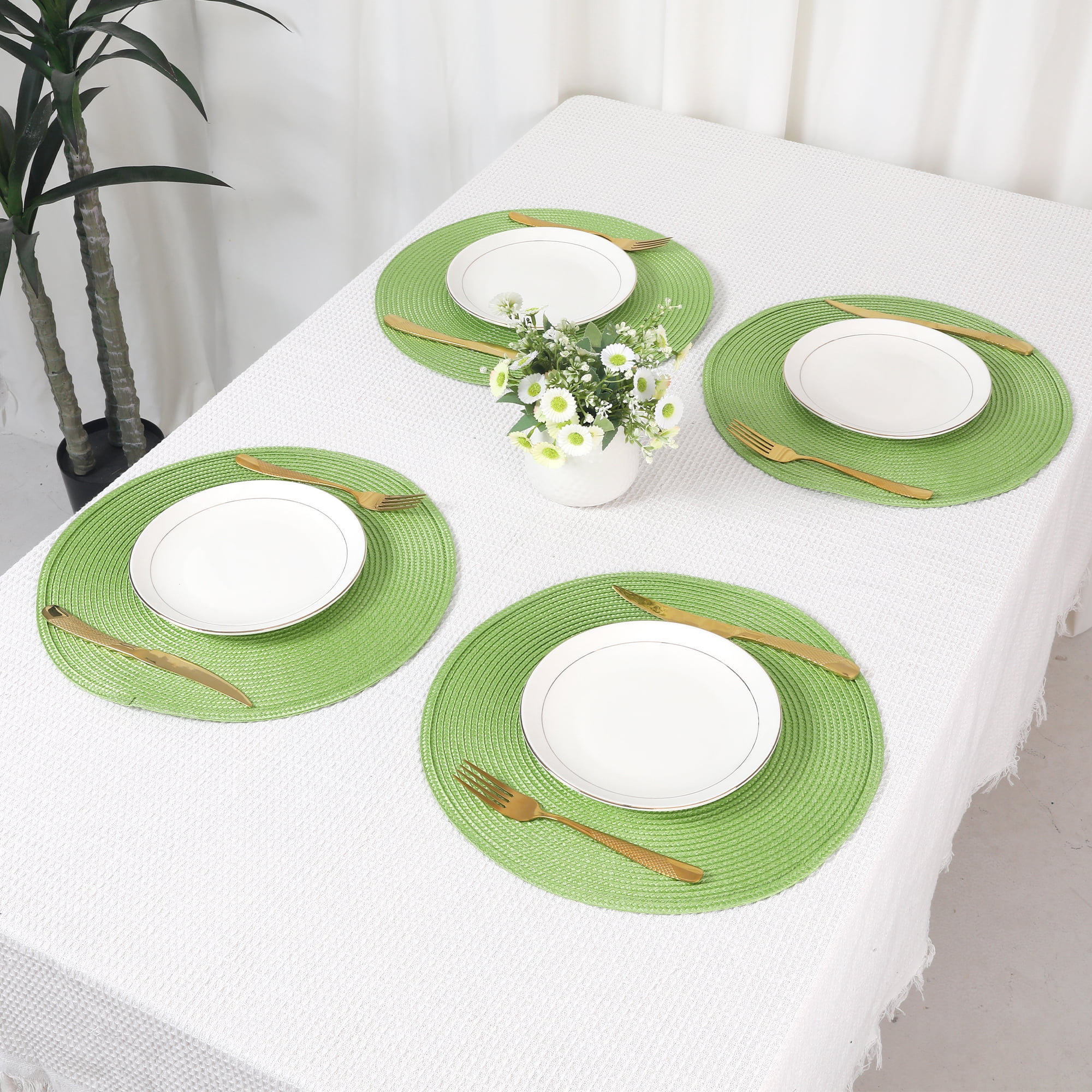 Unique Bargains Rustic Placemats Set of 6 Woven Placemats Green