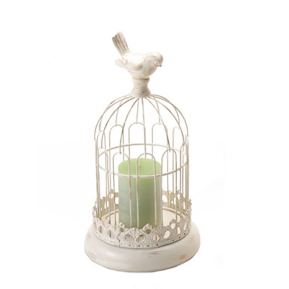 Decorative Bird Cage Candle Holder Vintage Candle Lanterns for Wedding Fireplace Holiday Decoration -white small