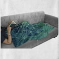 thumbnail image 6 of Geometry Soft Flannel Fleece Throw Blanket, Digital Futuristic Tree of Life Space Plains Pattern, Cozy Plush for Indoor and Outdoor Use, 60" x 80", Petrol Blue Green, by Ambesonne, 6 of 6