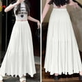 thumbnail image 5 of Efsteb Womens Long Skirts High Waist Pleated Long Skirt Fashion Casual Comfy Solid Color Fall Skirts (White,XL), 5 of 7