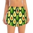 thumbnail image 2 of Susaid Avocado Print Women's High Waisted Running Shorts Quick Dry Athletic Gym Track Workout Shorts Zip Pocket-Large, 2 of 7