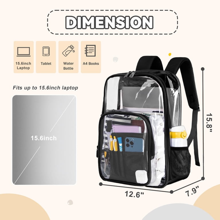 Heavy Duty Clear Waterproof Backpack with Reinforced Straps photo 6