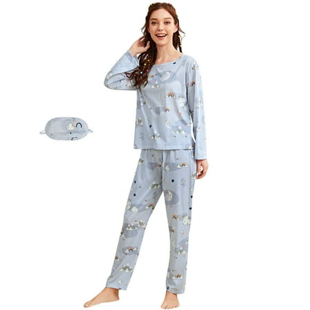 

Yuelianxi Women Comfortable Home Printed Pajama Eye Three Piece Set