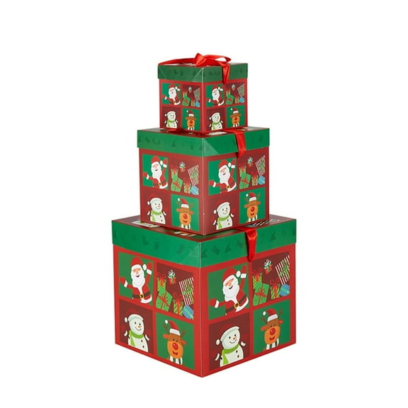 SUSHANG Bobasndm 3Pcs Boxes Plaid Christmas Nesting Boxes with Lids in 3 Assorted Sizes Perfect for Holiday Decorative Wrapping Exquisitely Crafted Gift Boxes Ideal for Christmas Birthdays and Parties