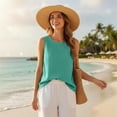 thumbnail image 5 of GZWYHT Linen Tank Tops For Women，Linen Vest Top Linen Tops For Women Cotton And Linen Vest Linen Blouses For Women Lightweight Linen Blouses Cotton Sleeveless Tops Green L, 5 of 9