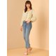 thumbnail image 2 of Allegra K Blusa con volantes plisados y manga larga con cuello en forma de corazÃ³n floral Ditsy para mujer Amarillo XL Unique Bargains Blusa, 2 of 6