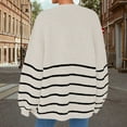 thumbnail image 7 of FDGIU Cardigan Sweaters for Women Trendy Cardigans Women's Striped Long Sleeved Knitted Contrasting Cardigan Sweater Jacket, 7 of 7