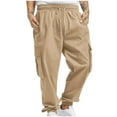 thumbnail image 2 of CFLVAEK Cargo Pants for Men Casual Elastic Bottom Cargo Hiking Pant with Multi Pockets Casual Drawstring Elastic Waist Loungwear Khaki XL, 2 of 8