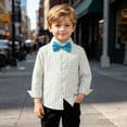 thumbnail image 5 of XYAIYT Toddler Boys Button Down Shirts Dressy Casual Long Sleeve Shirt with Chest Pckets and Tie Comfy Loose, 5 of 6