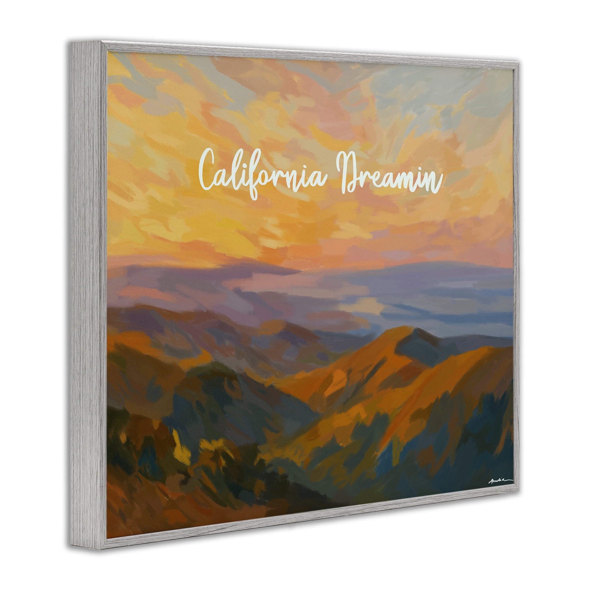 Stupell Industries California Dreamin' Mountains Gray Framed Giclee Art, design by Amelia Noyes