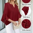 thumbnail image 3 of Business Casual Tops for Women: Work Attire for Office - Fall Blouses for Women 2025 - Dress Shirts for Women 3/4 Sleeve Professional Formal Clothes Dressy Ladies Tops Elegant Fall Chiffon, 3 of 4