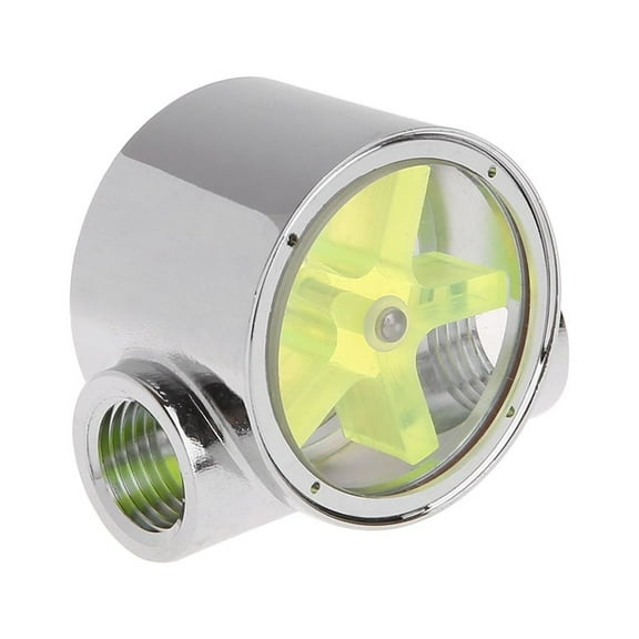 GENEMA 5 Impeller Cooling Water Flow Indicator Meter Copper Chromed 2 Ways G1/4 Threaded Parts