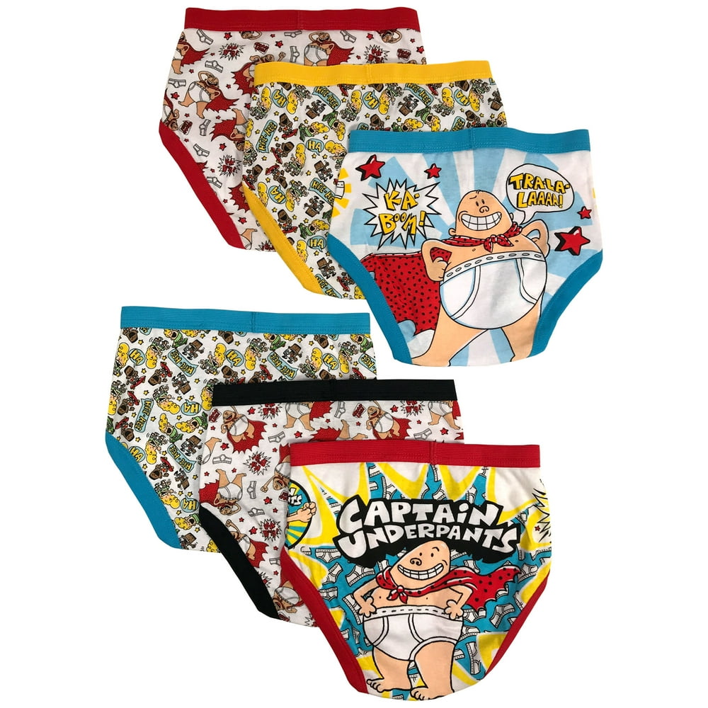 Licensed Captain Underpants Briefs, 5+1 Bonus Pack (Big Boys & Little
