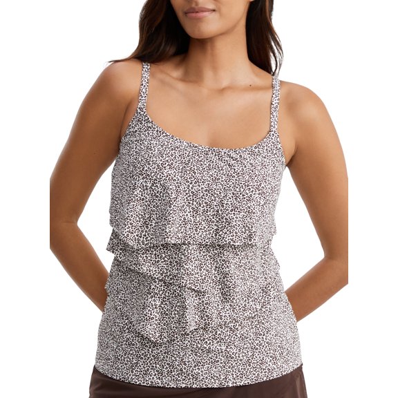 Native Cheetah Aura Ruffle Underwire Tankini Top Swimsuit