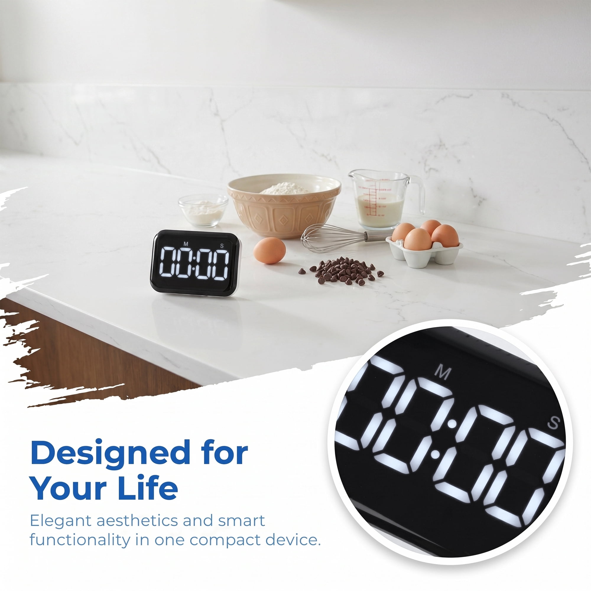 Unique Bargains Kitchen Timer with Loud Alarm and Magnetic Backing for Cooking Black