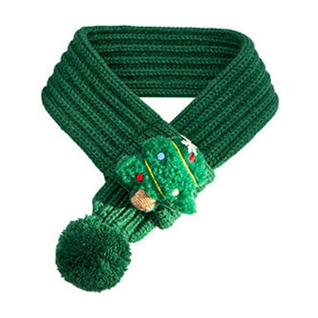 SLYNSHome Dog Knitted Scarf Green Dog Warm Bandanas Christmas Winter Holiday Decoration Scarf for Small Medium Large Dogs - L