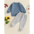 thumbnail image 6 of Baby Toddler Boy 2 Piece Fall Outfit, 0 6 12 18 24 Months 2T 3T Letter Rugby Print Long Sleeve Sweatshirt Elastic Waist Pants with Pockets Clothing Set, 6 of 9