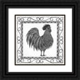 thumbnail image 1 of Shamp, Cindy 15x15 Black Ornate Wood Framed with Double Matting Museum Art Print Titled - BandW Rooster, 1 of 4