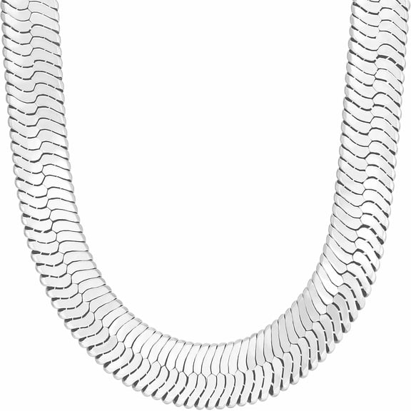 Leander 11mm Flexible Herringbone Chain Necklace 24k Real Gold Plated