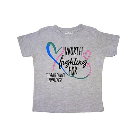 

Inktastic Thyroid Cancer Awareness Pink Blue Teal Heart Ribbon Gift Toddler Boy or Toddler Girl T-Shirt
