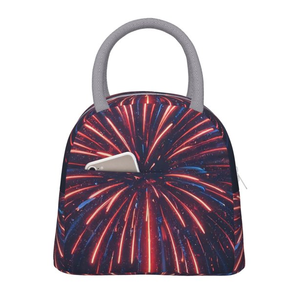Easygdp Fireworks3 Bolsa de Almuerzo Insulada Grande, Forro de Aluminio, Diseño Espacioso, a Prueba de Fugas, Ideal para Trabajo, Picnics, Viajes y Actividades al Aire Libre