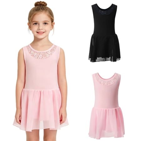 Dresses for Girls Ballet Dance Tutu Leotard Backless Mesh Sleeveless Bodysuit with Attached Skirt Baby Girl Dress Black 12-24 Months