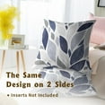 thumbnail image 6 of Navy Blue and Gray Leaf Throw Pillow Cover 16x16 Inch Pack of 2 White and Light Blue Spring Cushion Pillow Case Square Cotton Eucalyptus Pillowcase for Summer Party Bed Sofa Home Car Bedroom Outdoor, 6 of 6