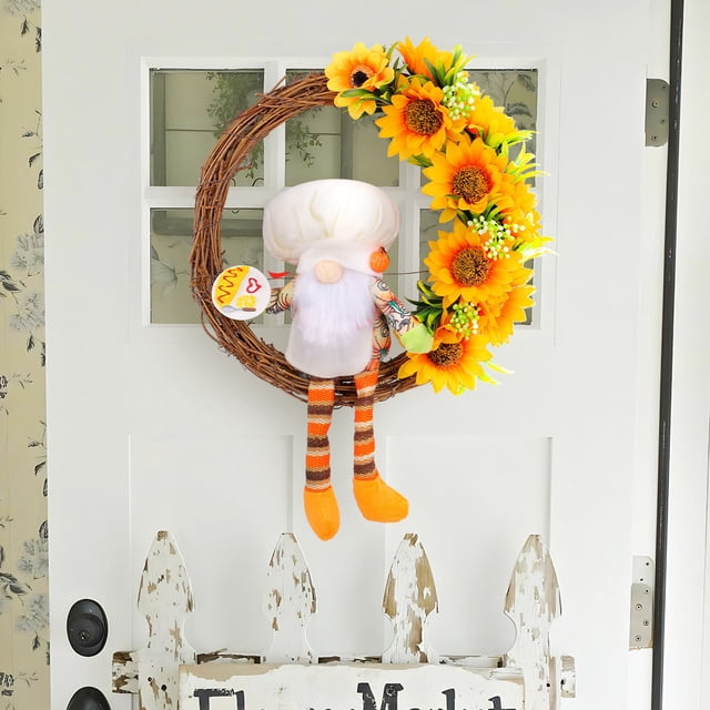 Spring Bee Festival Sunflower Long Legs Chef Doll Wreath Cute Doll Simulation Flower Decoration
