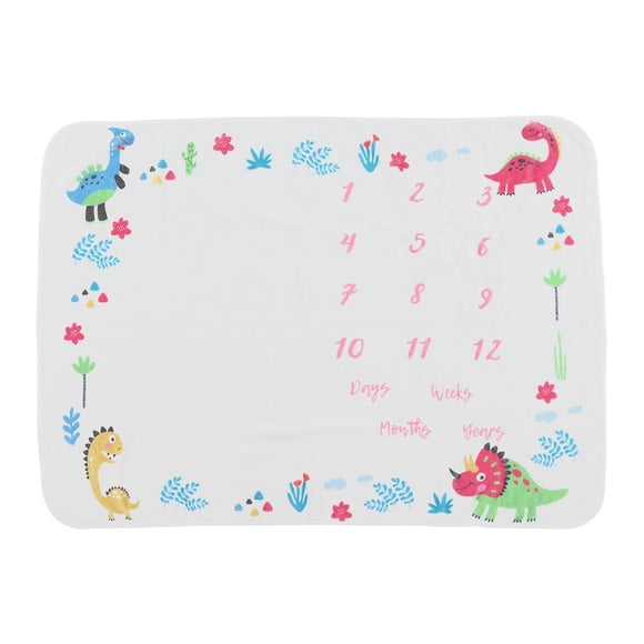 Manta de hitos para bebé, aproximadamente 39,4 x 29,5 pulgadas, patrón de dinosaurio, calendario del primer año, accesorio fotográfico de hitos para bebé