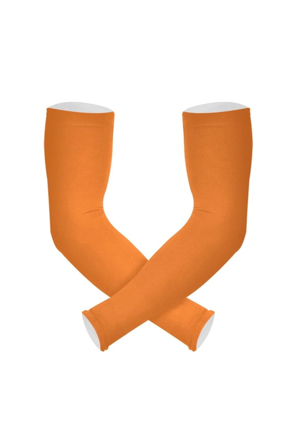 Orange Color UV Sun Protection Arm Sleeves UPF 50+ Compression Cooling Sleeve 1 Pair