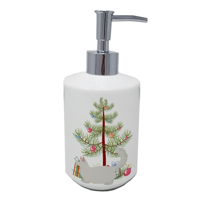 7 x 3.5 in. Unisex Munchkin No.2 Cat Merry Christmas Ceramic Soap Dispenser
