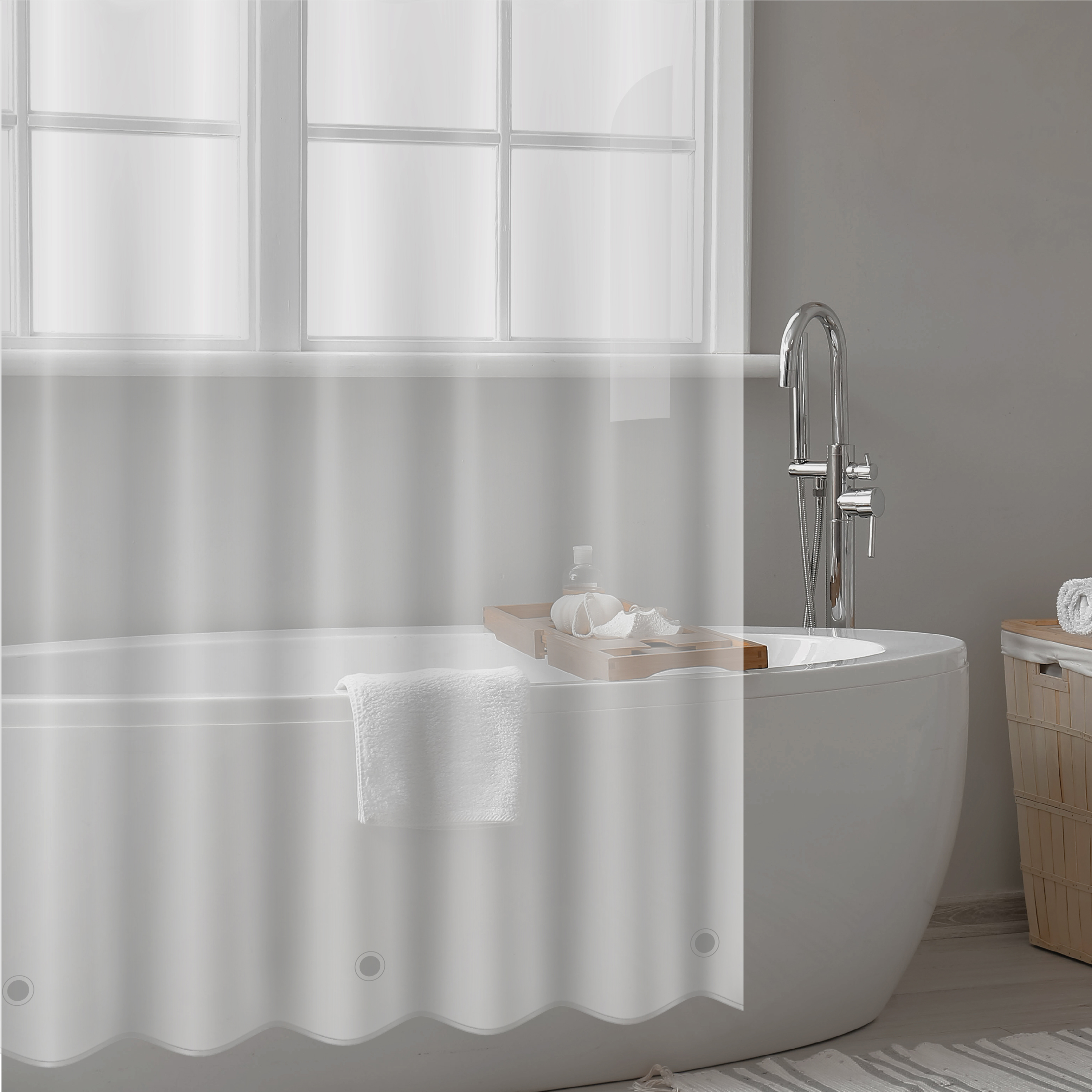 Bath Bliss Hotel Grade PEVA Shower Curtain Liner in Frost