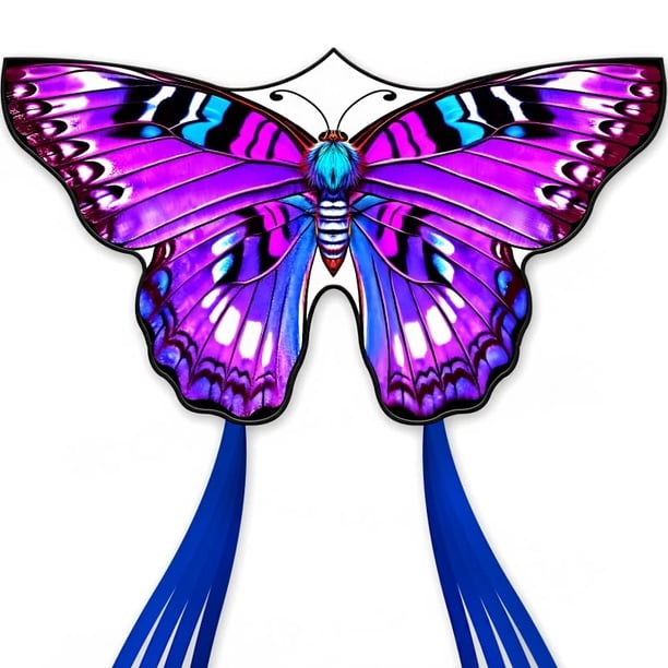 Mariposa Kite Doinfly, 140 x 69 cm, color morado con línea de 100 m