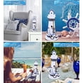 thumbnail image 3 of CoTa Global Ocean Blue Lighthouse Decor - Handmade and Crafted Wooden Lighthouse Decoration with Blue Starfish and Sailboat Figure Decorative Beach Style Tabletop Centerpiece - Handmade Color May Vary, 3 of 7