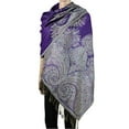 thumbnail image 5 of Luxurious Double Layered Jacquard Big Paisley Pashmina Shawl Wrap Scarf Purple, 5 of 7